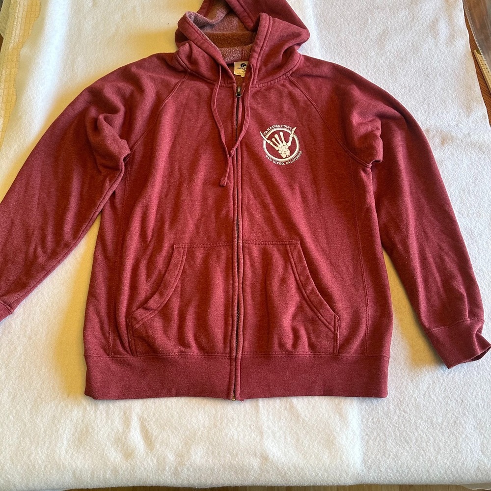 Coastal Classics Paradise Point San Diego Zip Hoodie Maroon Mens L Shaka Hand